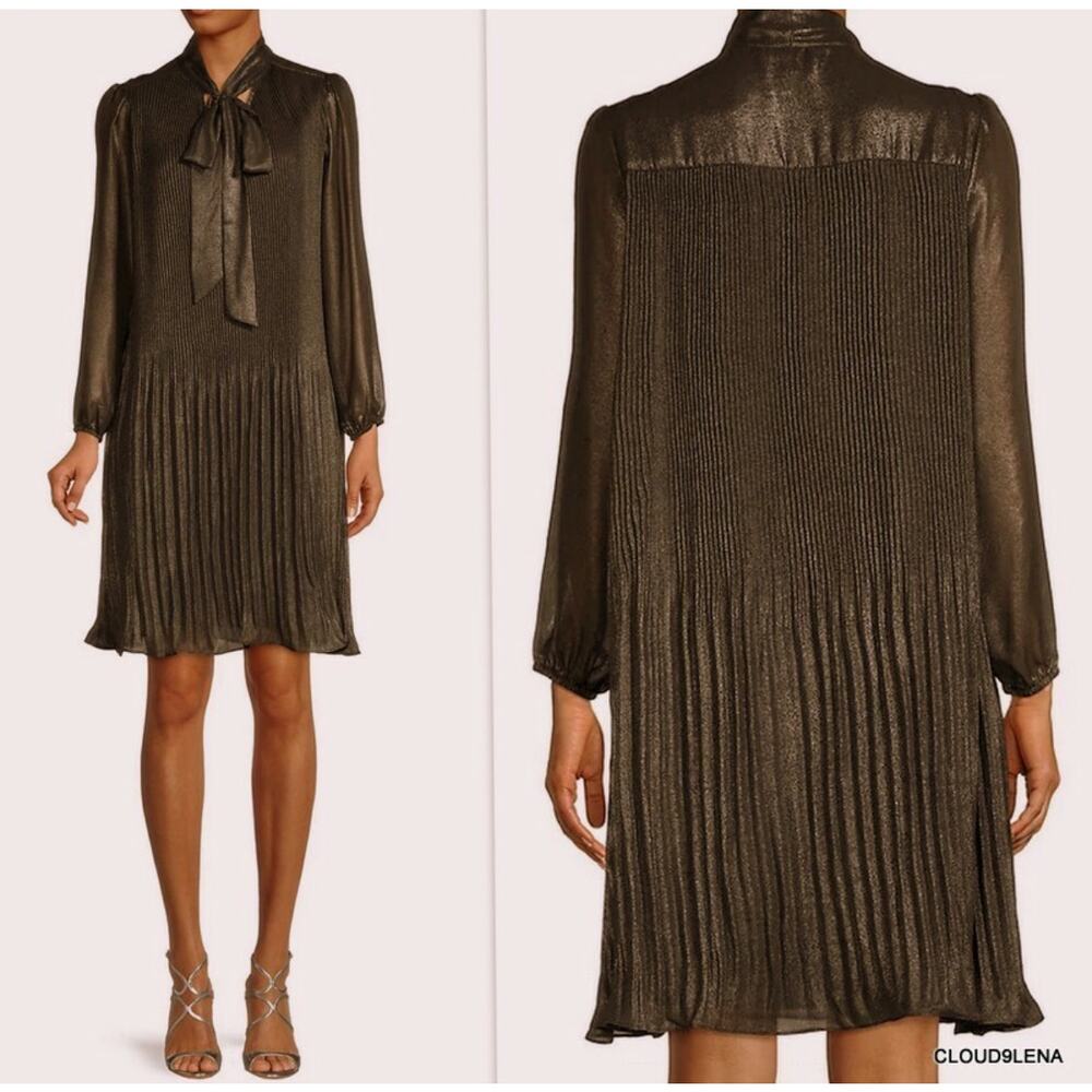 NANETTE LEPORE Metallic Shimmer Bow Tie Dress - Size 8